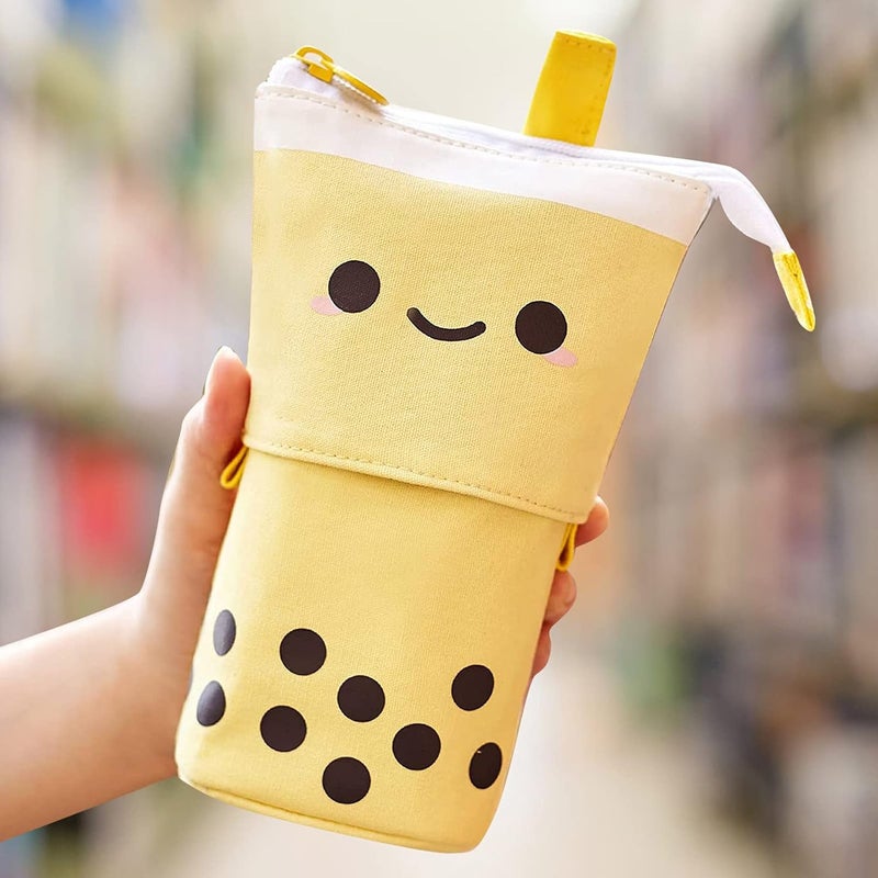 woobles Cute Pencil Case Sliding Unique Telescopic Pencil Bag Milk Tea Shape Retractable Storage Bag Cosmetic Bag 1PC - Image 2